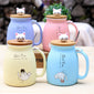 Ceramic Cat Mug With Lid & Spoon